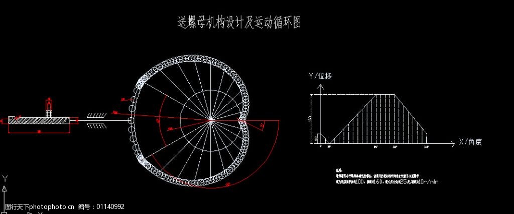 送螺母凸轮机构设计及运动循环图