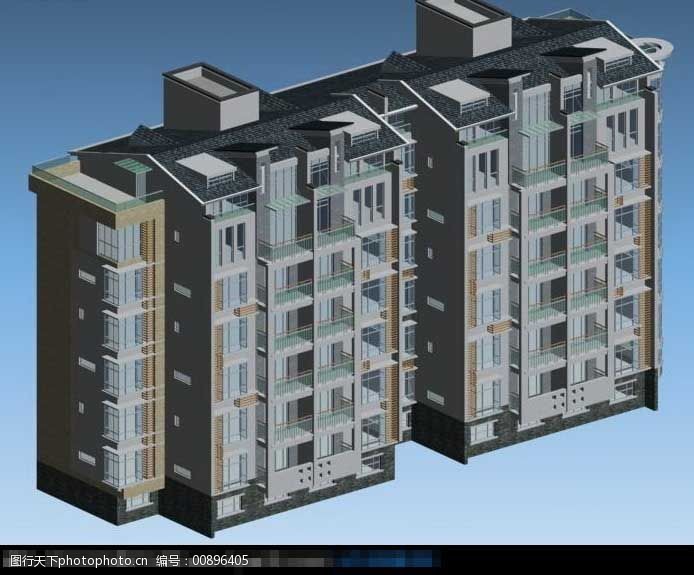 中国现代多层住宅3d建筑模型