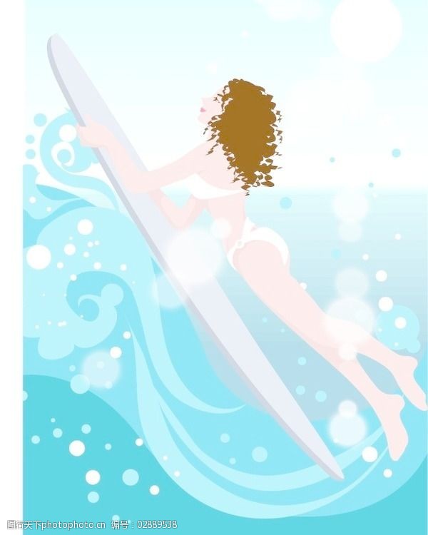 美女健身美体矢量图-冲浪27