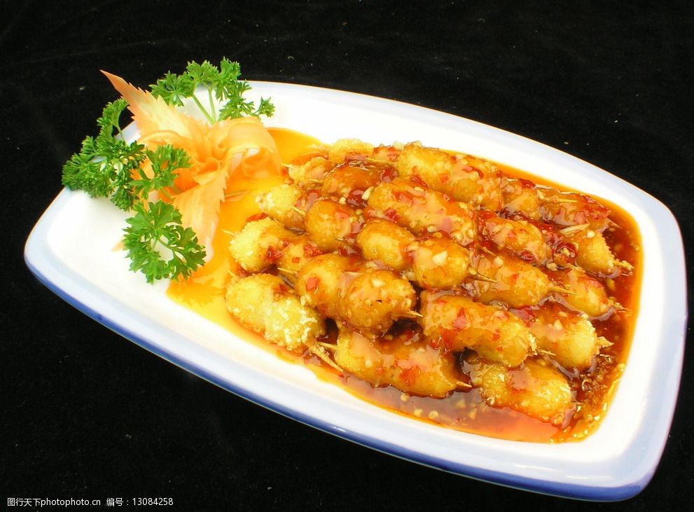 关键词:鱼香鲜贝串 中式菜肴 中餐 餐厅菜谱 中华美食 餐饮美食 传统