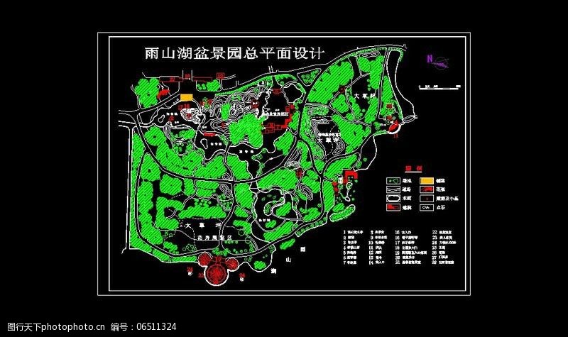 雨山湖盆景园总平面cad图纸