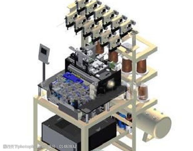 多线程全自动线圈绕线机3d模型图片-图行天下图库