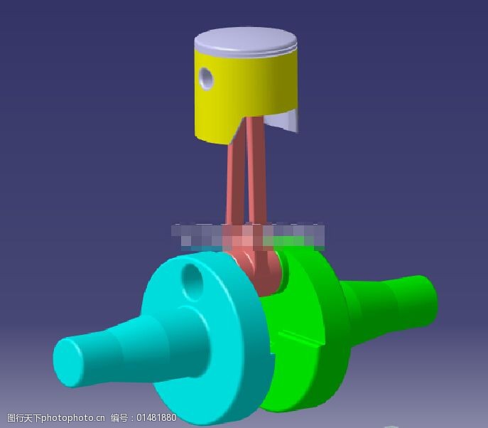 气缸的活塞连杆3d模型