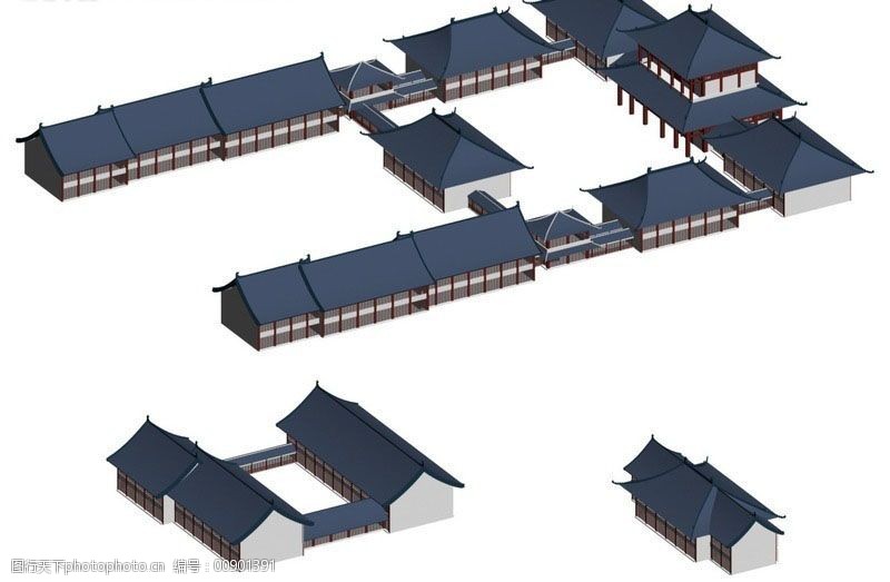 中国古代大园建筑3d模型