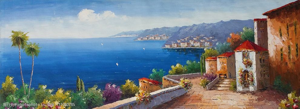 地中海风景油画高清图片