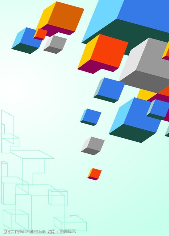 彩色3d方块背景矢量图
