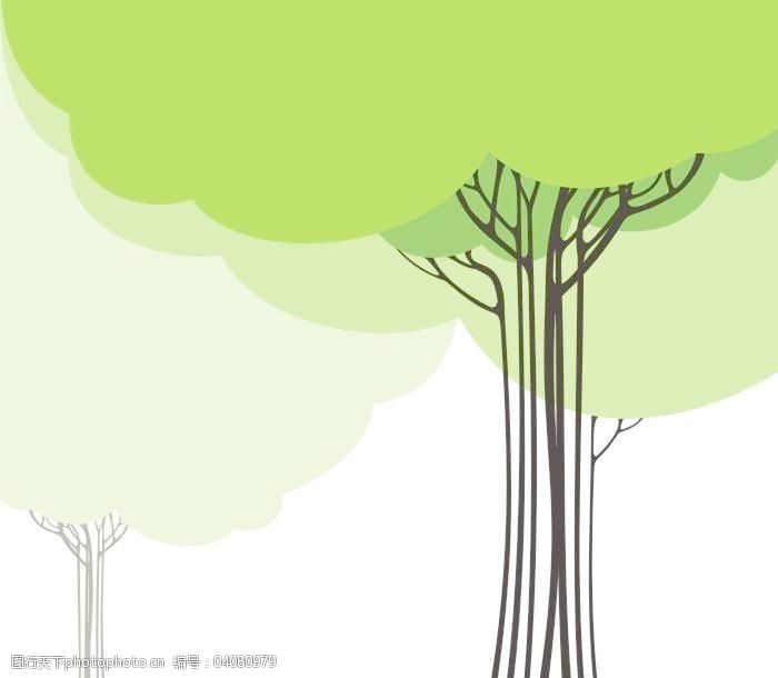 卡通动漫绿树小树常青树大树矢量素材榕树