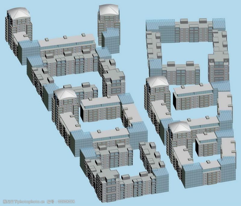 梯形建筑规划3d模型