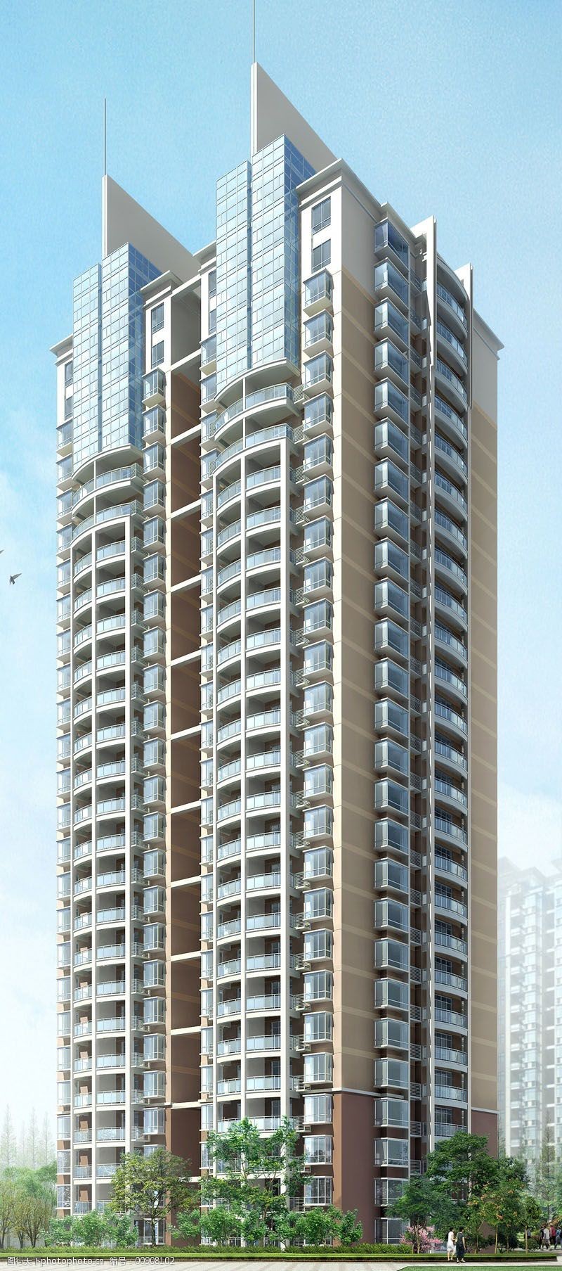 豪华高层住宅建筑3d模型