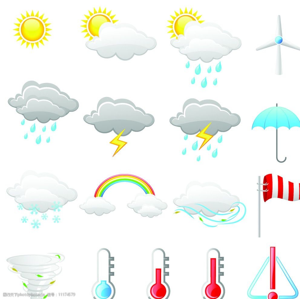 设计图库 动漫卡通 卡通静物 关键词:天气预报图标 天气 天气预报
