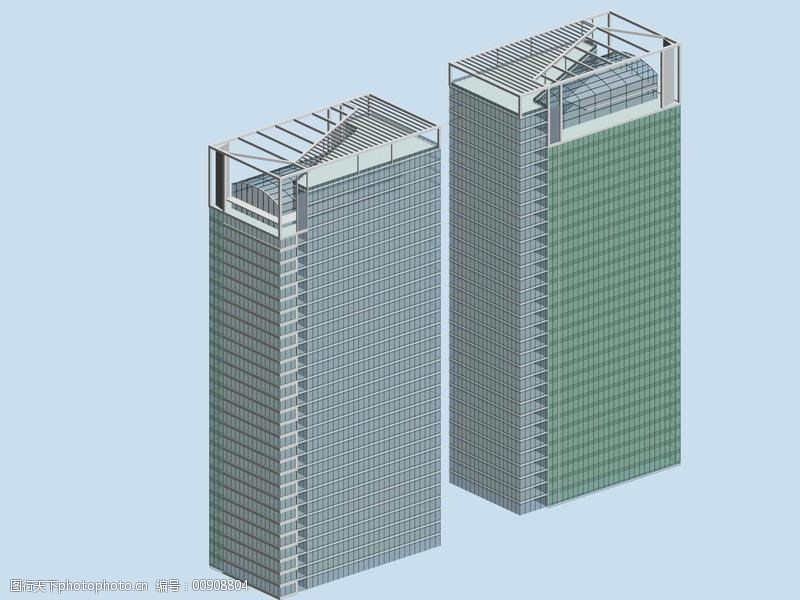 凸形长方形规划简模建筑3d模型