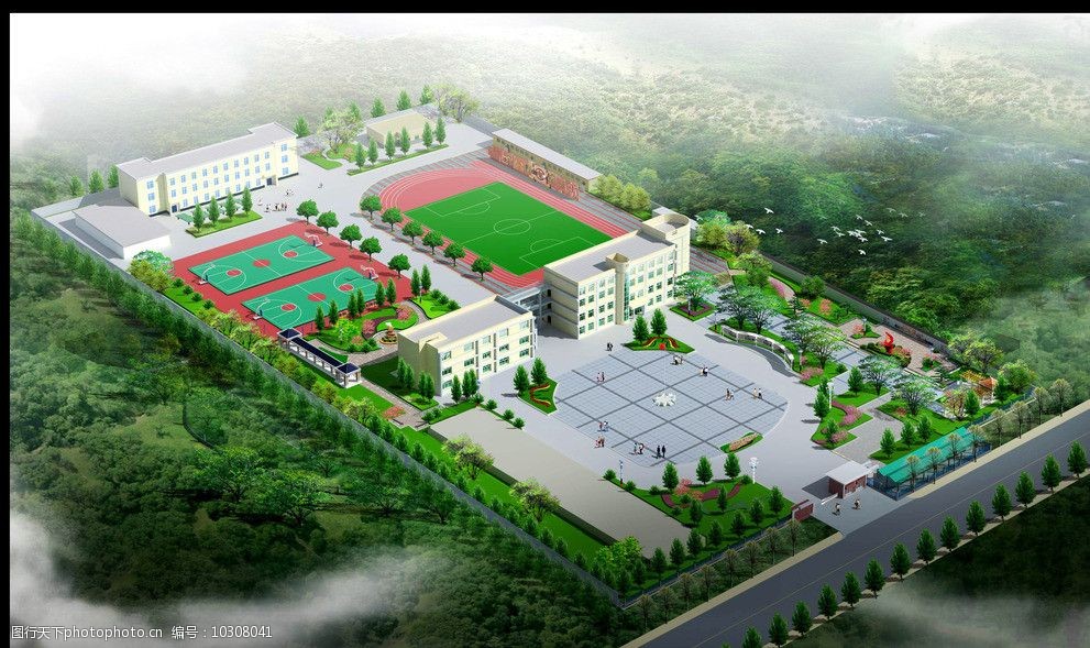 学校广场景观图片