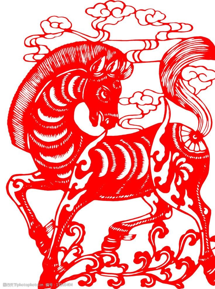 传统剪纸马图片