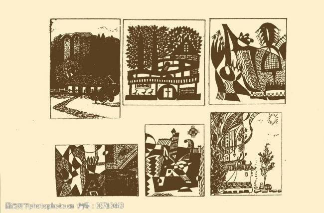 风景装饰画素材下载 图案 简笔画 装饰画 黑板报 平面构成 psd分层