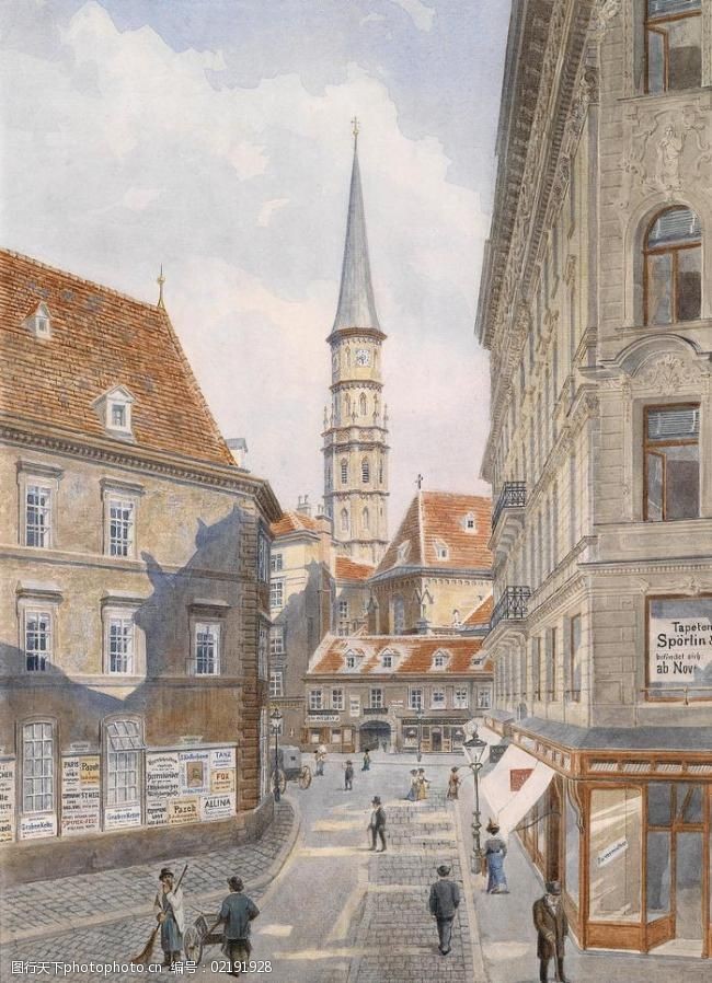 水彩建筑插画图片