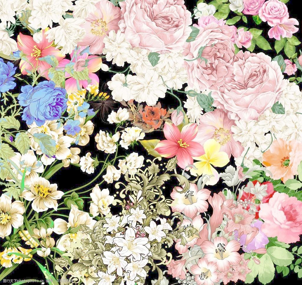 五彩缤纷手绘花朵图片