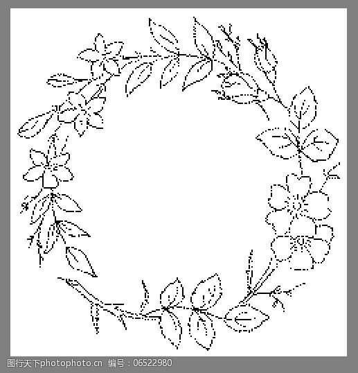 黑白花边花纹圆形