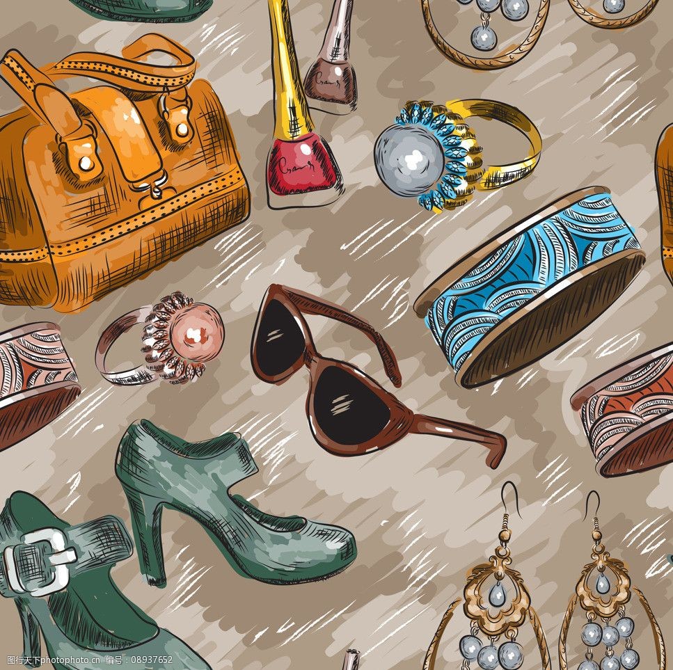 手绘女性用品图片