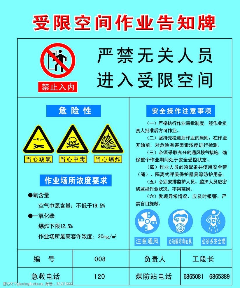 受限空间作业告知牌图片