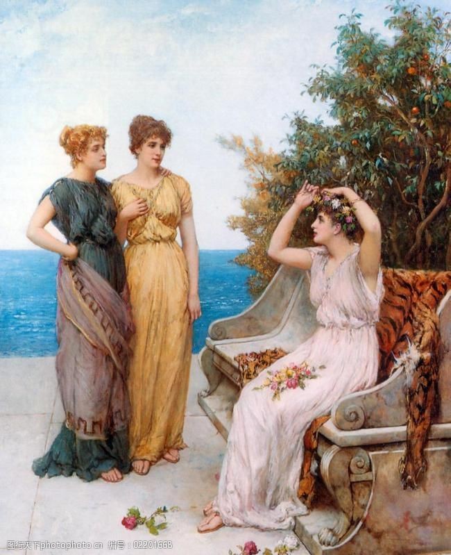 海边的三个女子图片