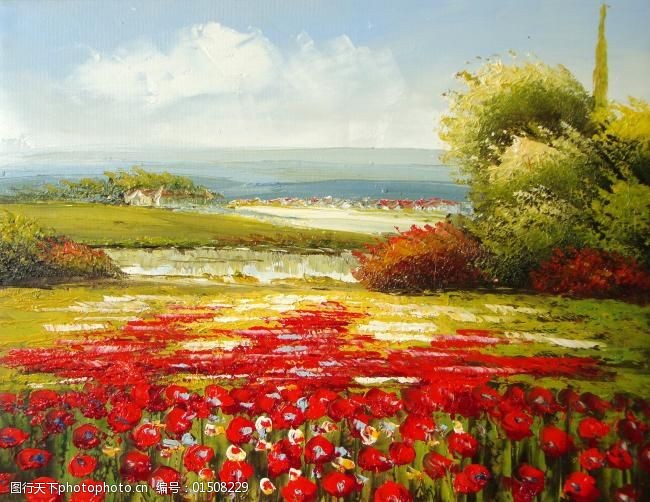 椋庢櫙娌圭敾(40)风景建筑田园植物水景田园印象画派写实主义油画装饰