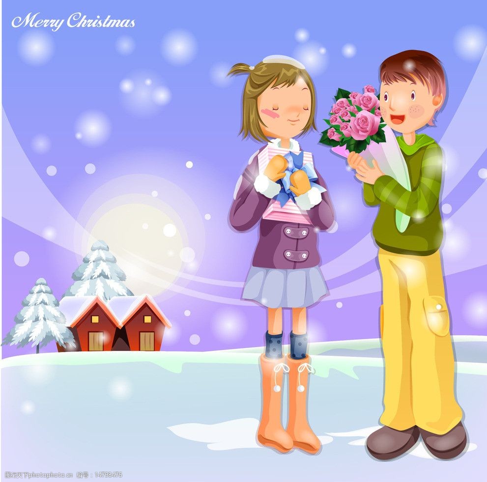 给女孩送花和的男孩图片