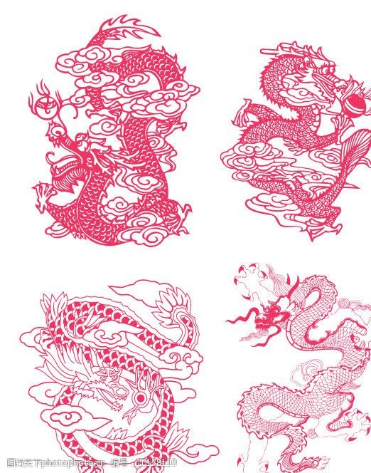 经典龙凤图案剪纸龙凤图片