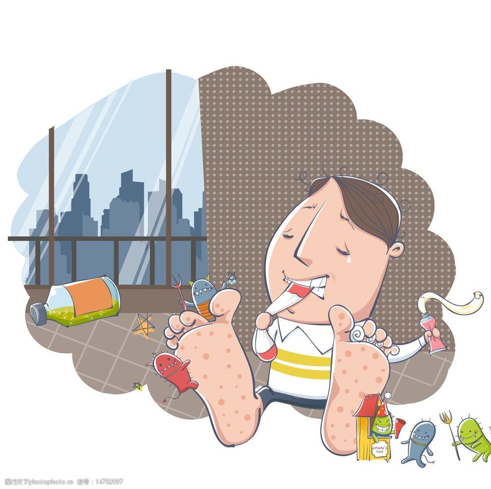 牙齿咬袜子的脚气患者图片