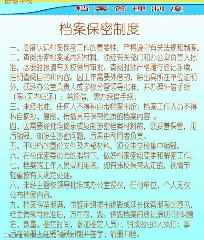 档案保密制度展板图片