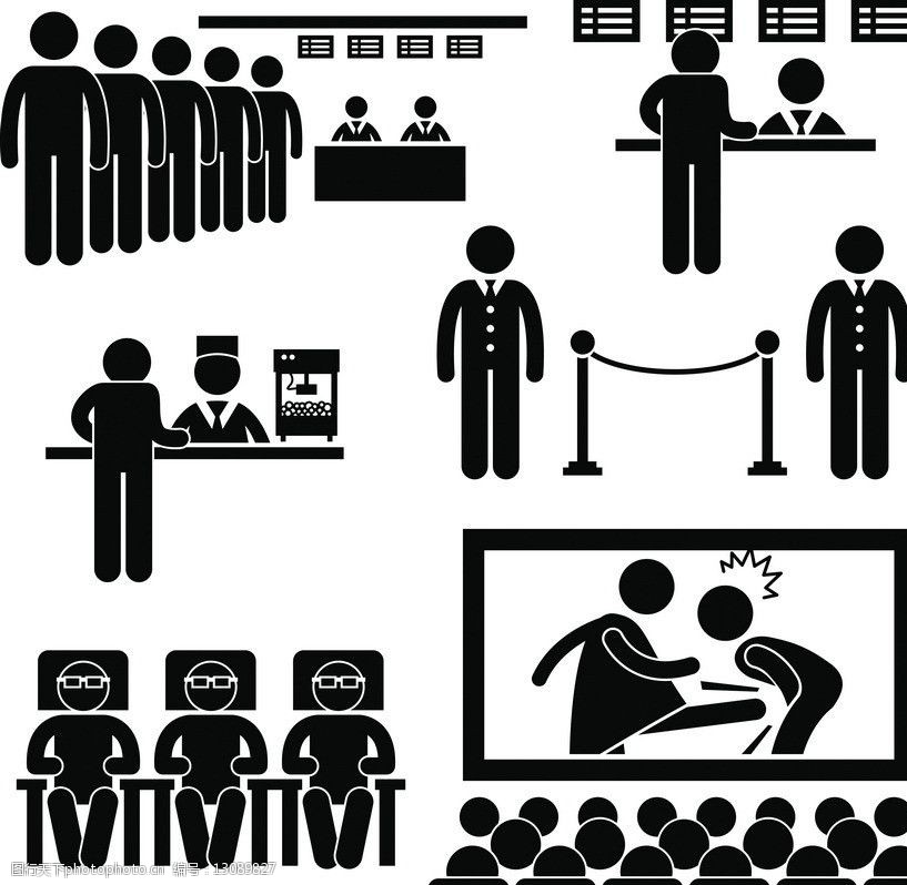 影院服务剪影图片