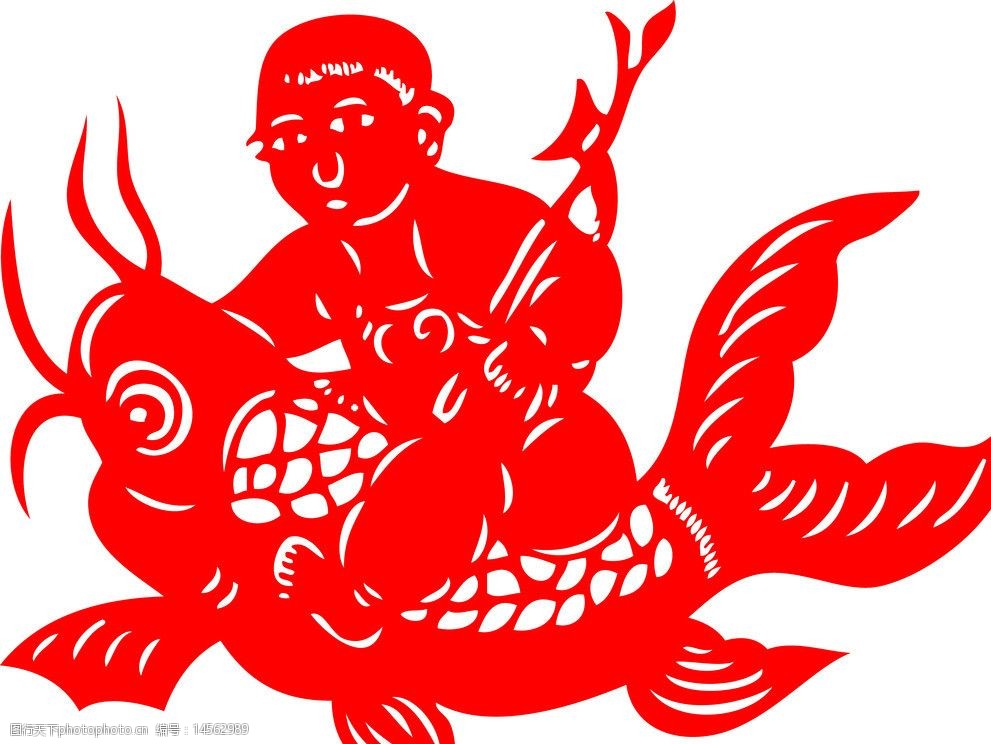 五子登科剪纸图片