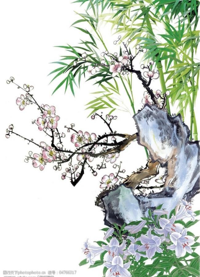 梅花竹子图图片