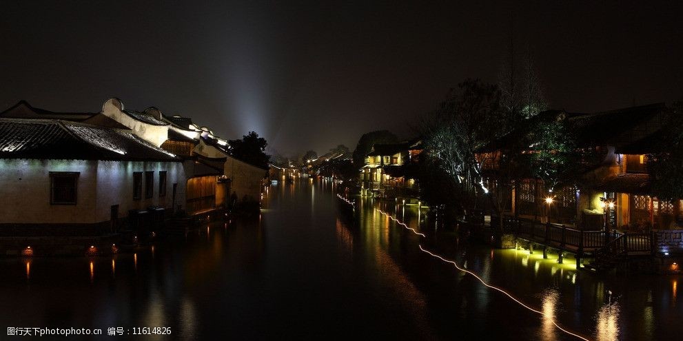 江南古鎮烏鎮夜景圖片