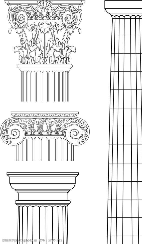 古希腊柱式 手绘图图片
