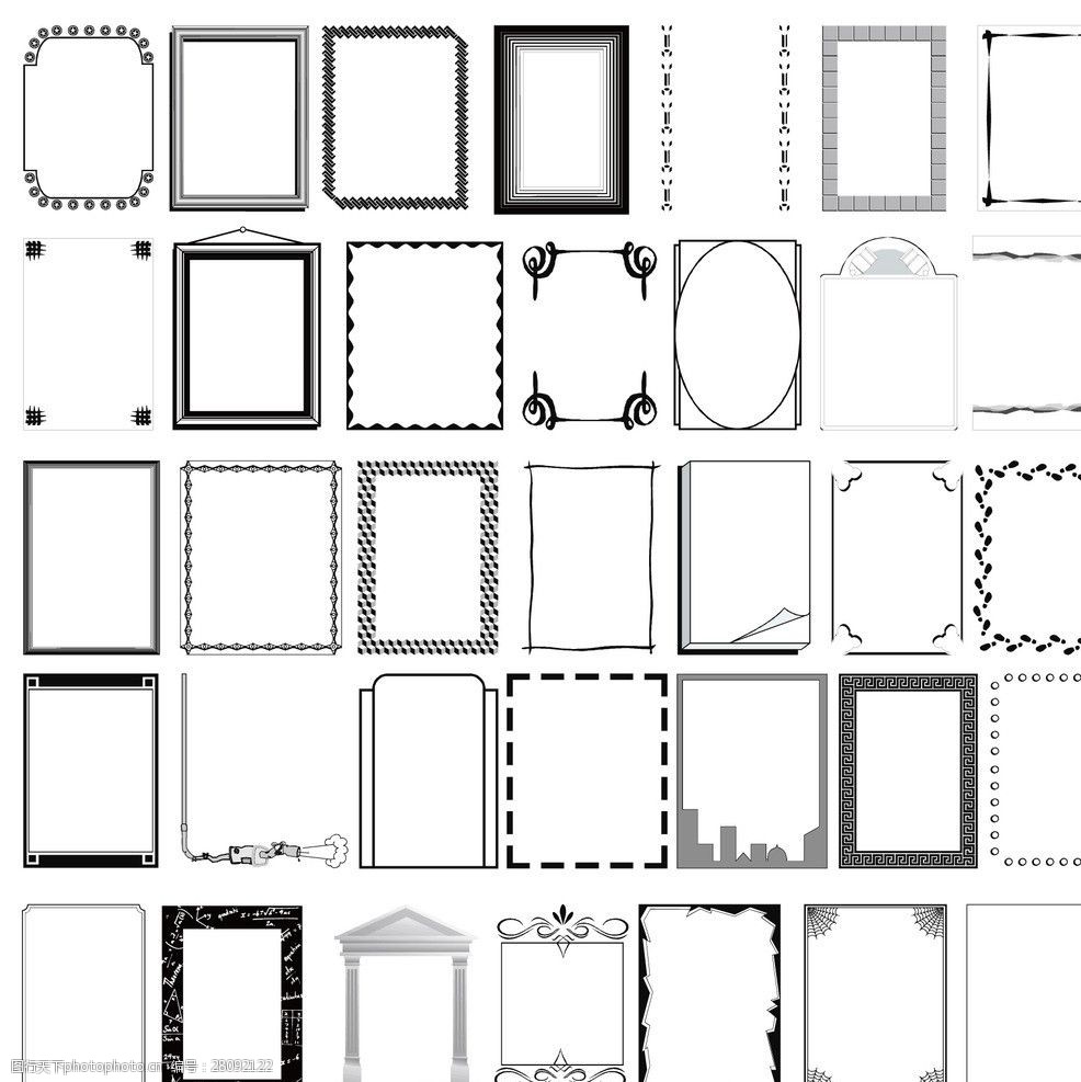 黑白几何装饰边框图案