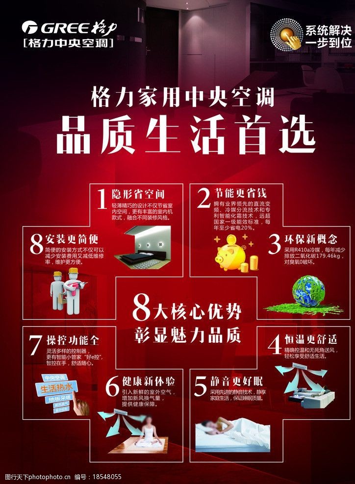 设计图库 广告设计 海报设计 关键词:家用中央空调优势 格力中央空调