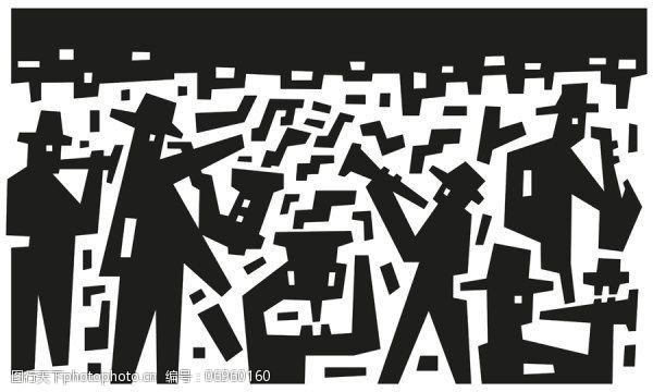 抽象卡通黑白图案—矢量素材6