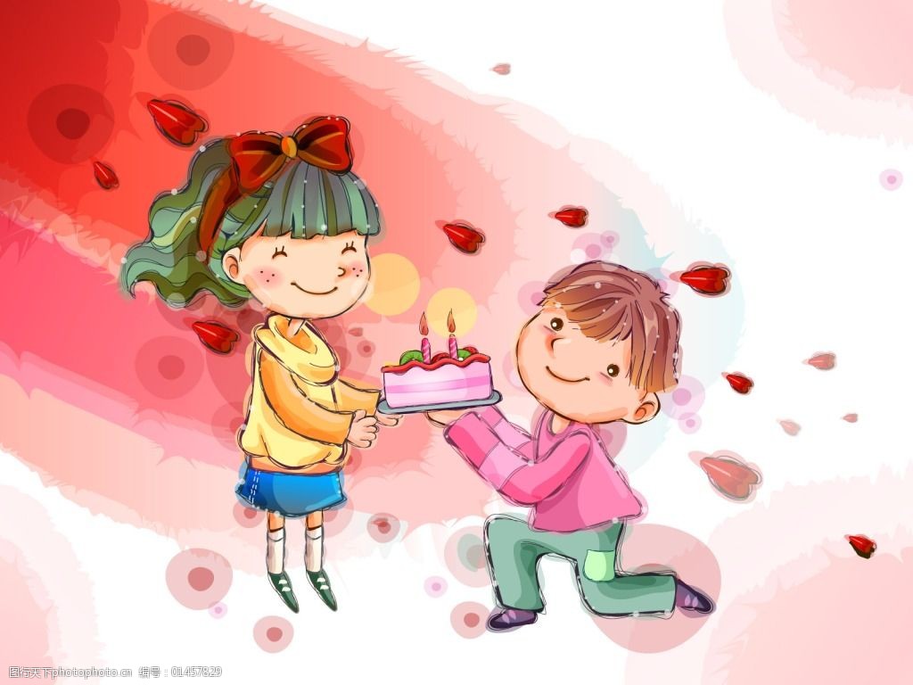 蛋糕 开心 玫瑰 情侣 生日快乐 图片素材 卡通动漫可爱图片