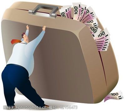 创意职场压力矢量素材免费下载 白领 创意 金钱 皮箱 钱币 压力 职场