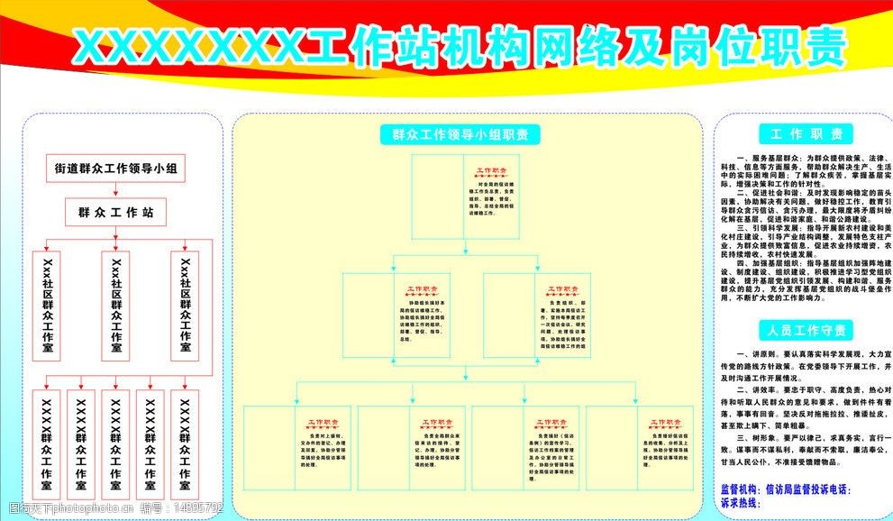 工作机构 岗位职责 网络图 制度 公开栏 机关展版 展版 展板模板 广告