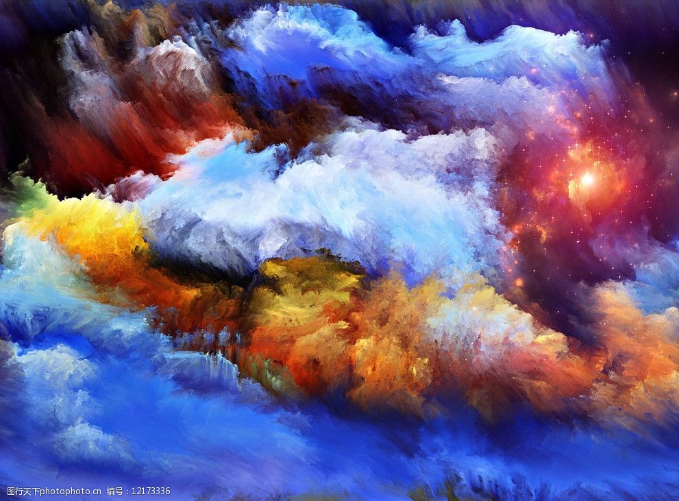 梦幻星空油画水彩画图片