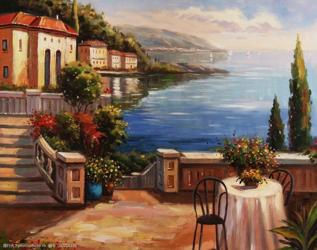地中海油画图片