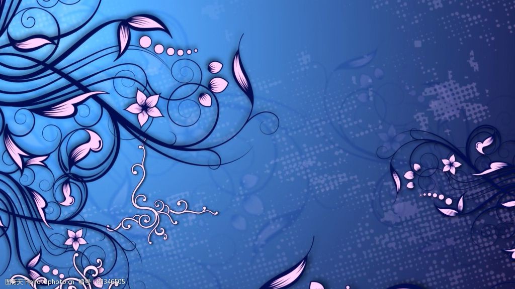 粉蓝色高清花朵绚丽背景