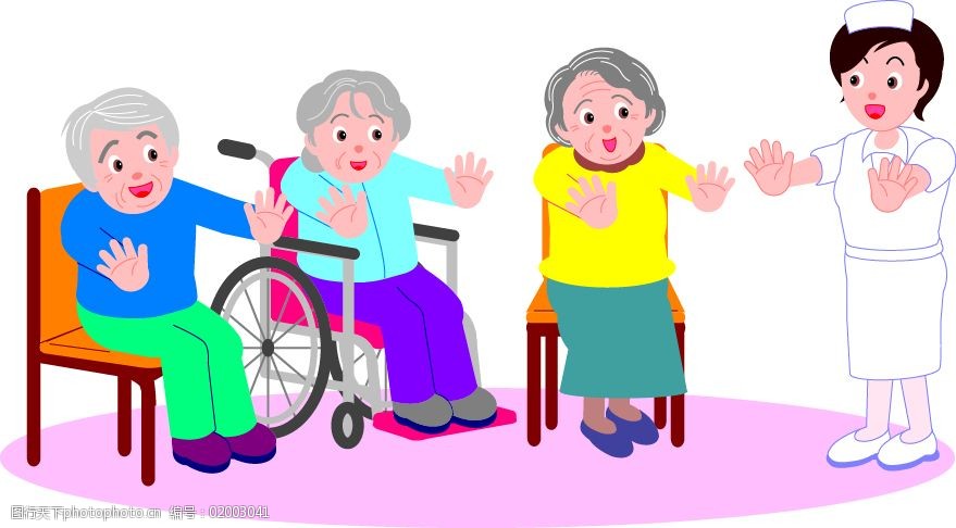 关键词:老年人医院锻炼矢量素材免费下载 锻炼 护士 卡通 老奶奶 老年