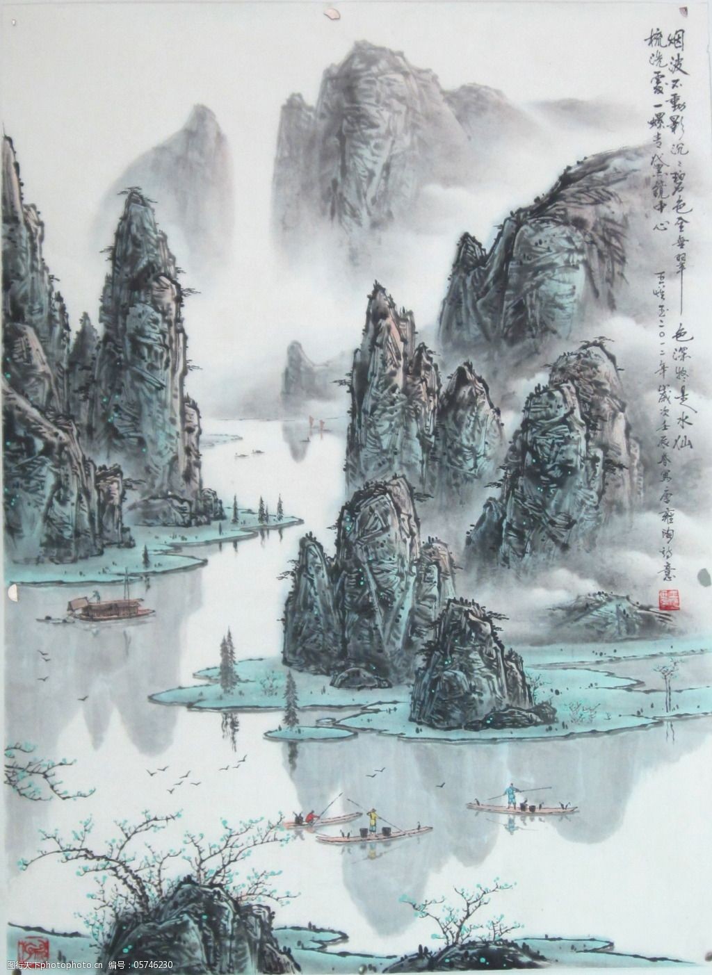 水墨素材免费下载 山水 水墨画 山水石头 家居装饰素材 山水风景画