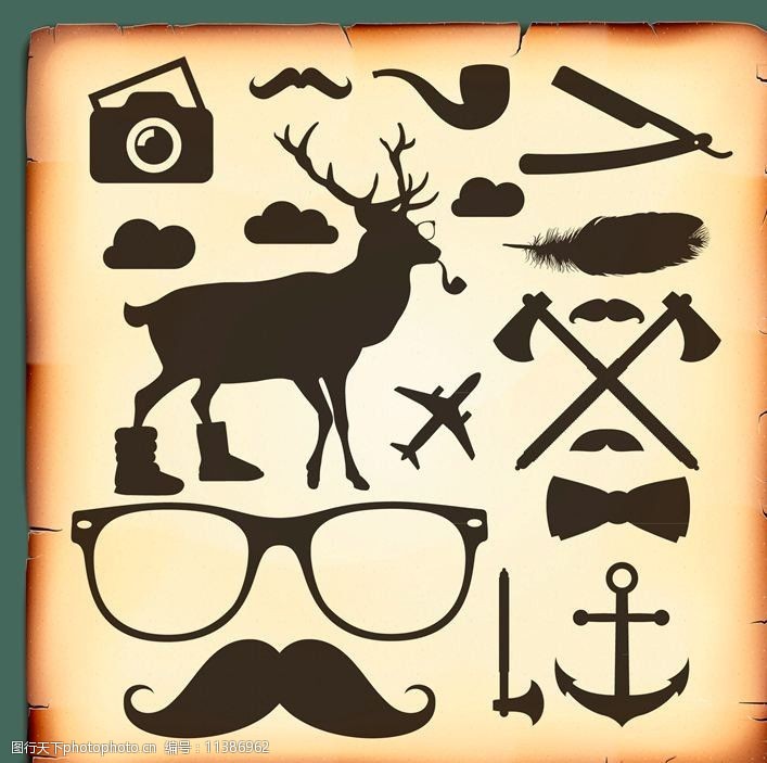 设计图库 设计元素 纹理边框 关键词:潮男图标嬉皮士 潮男图标 礼帽