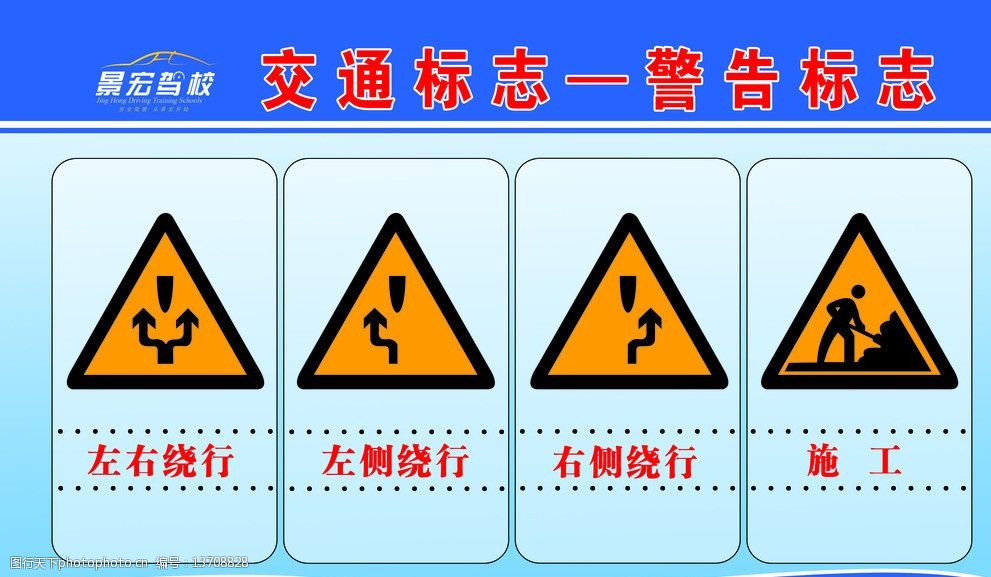 交通警告标志展板图片