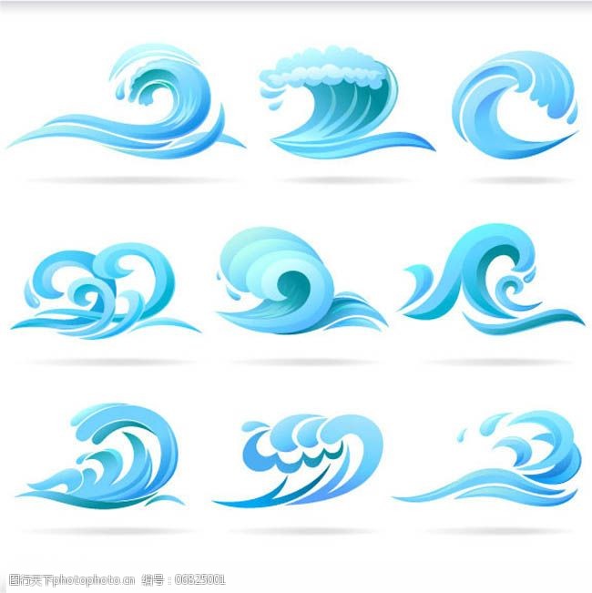 蓝色浪花水珠标识矢量素材