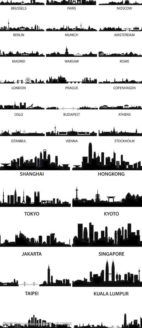 城市建筑剪影矢量素材