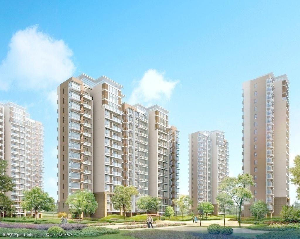 建筑效果图鸟瞰图小区效果图图片